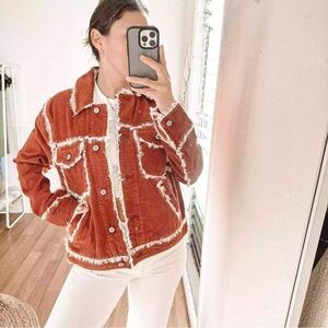 Free People NWT Heartland Workwear Corduroy Jacket in Rust Brown size Small